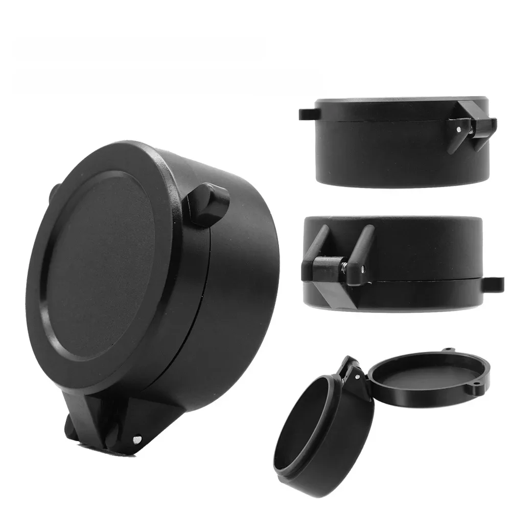 Couvercle d'objectif télescopique à portée 25.5mm-69mm, couvercle de protection d'objectif à ressort rabattable, accessoires de chasse
