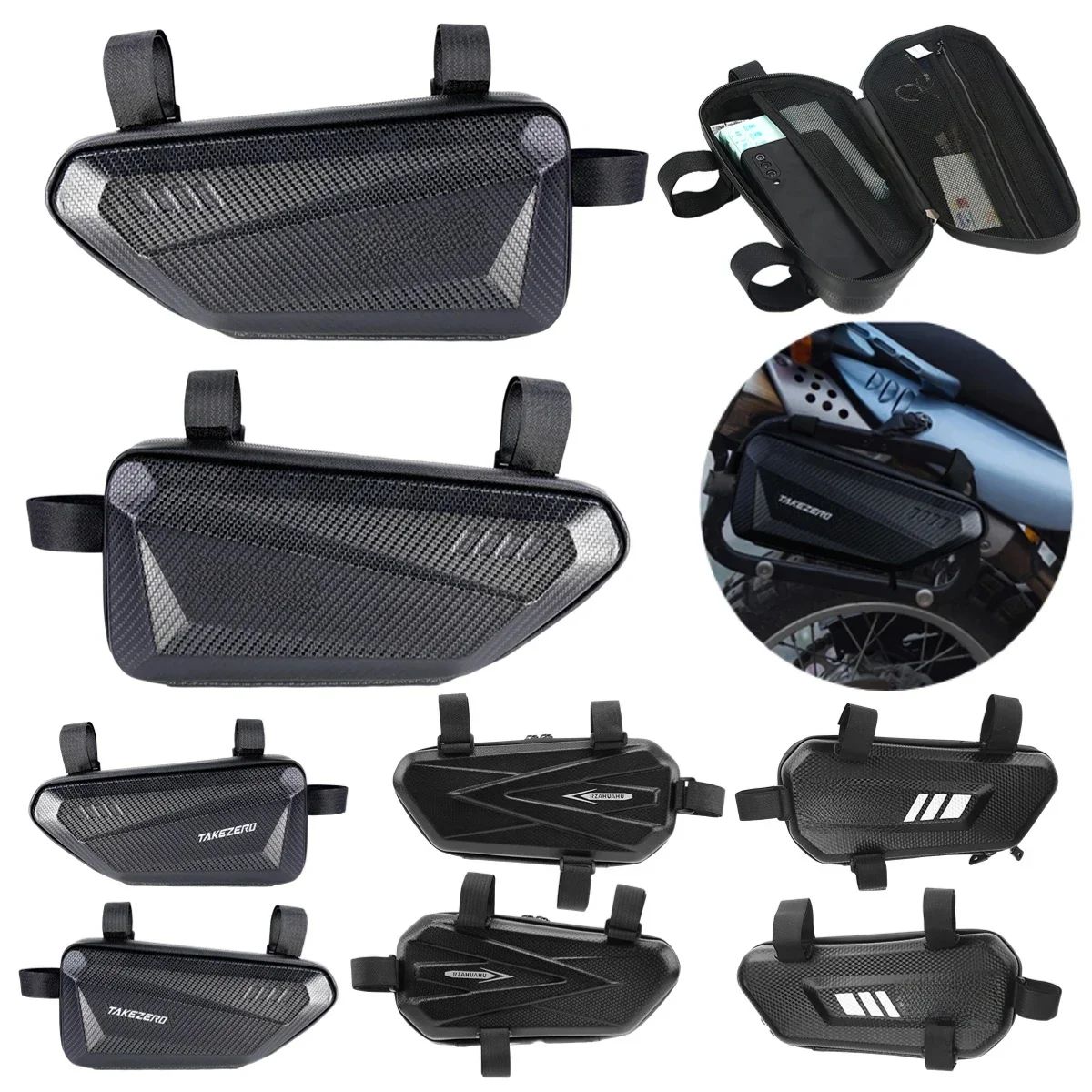 AliExpress NONE Motorcycle Side Bags Waterproof EVA+PU/Polyester Hard Shell Mountain Bike Hanging Bag Triangle Pouch Bag Motorcycle Saddle Bag