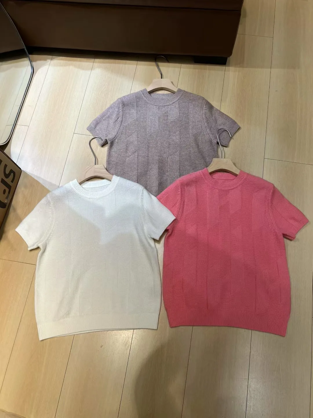 

Elegant autumn women's solid color cashmere knitted short sleeve blouse