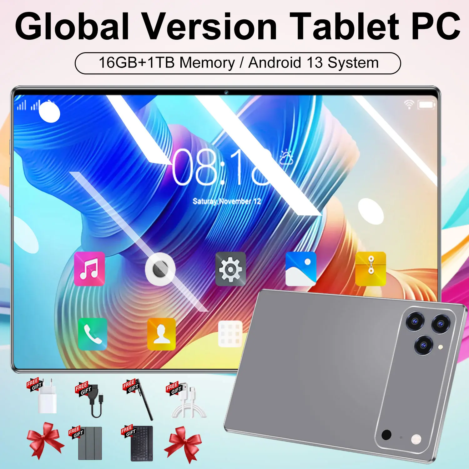 Tableta 5G Android, pantalla 4K HD de 10,36 pulgadas, 16 GB, 1 TB, red WiFi, 12000 mAh, Android 13.0, tabletas PC, 16 MP + 32 MP, 10