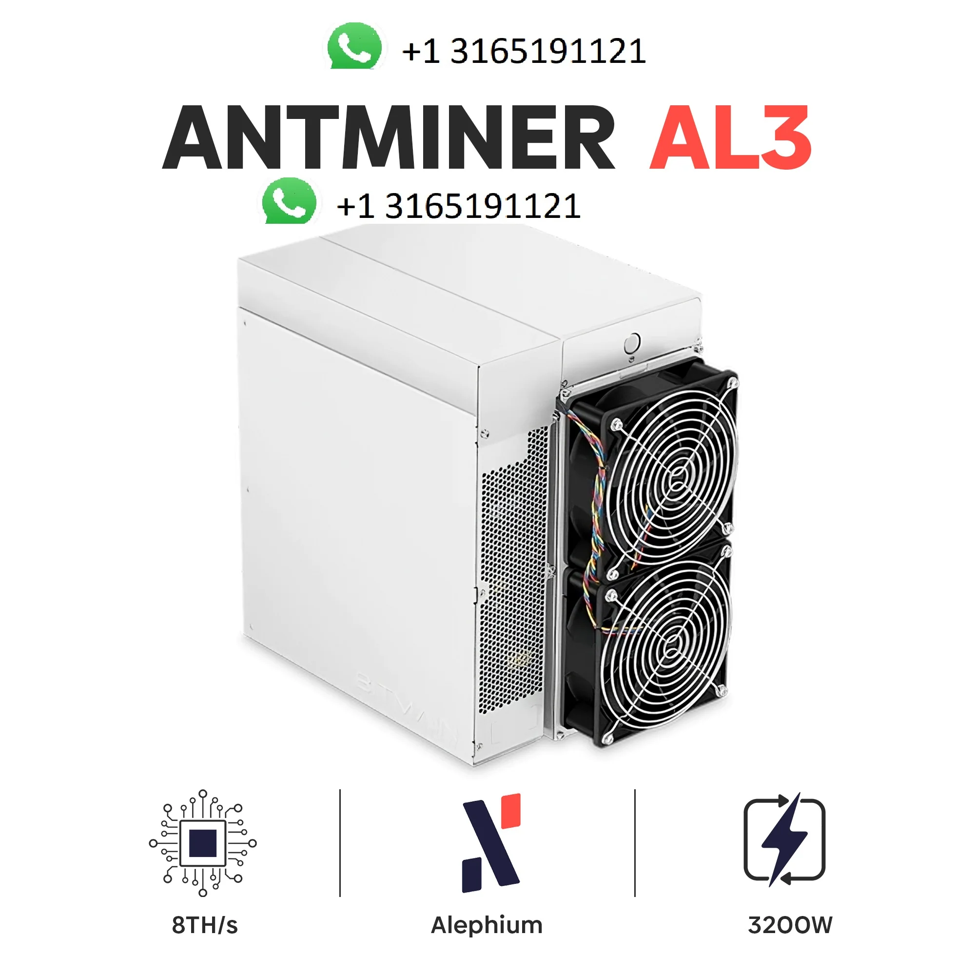 

A. Милая сделка! Купите 2 и получите 1 бесплатно Bitmain Antminer AL3 8Th/s 3200 Вт Alephium (ALPH)