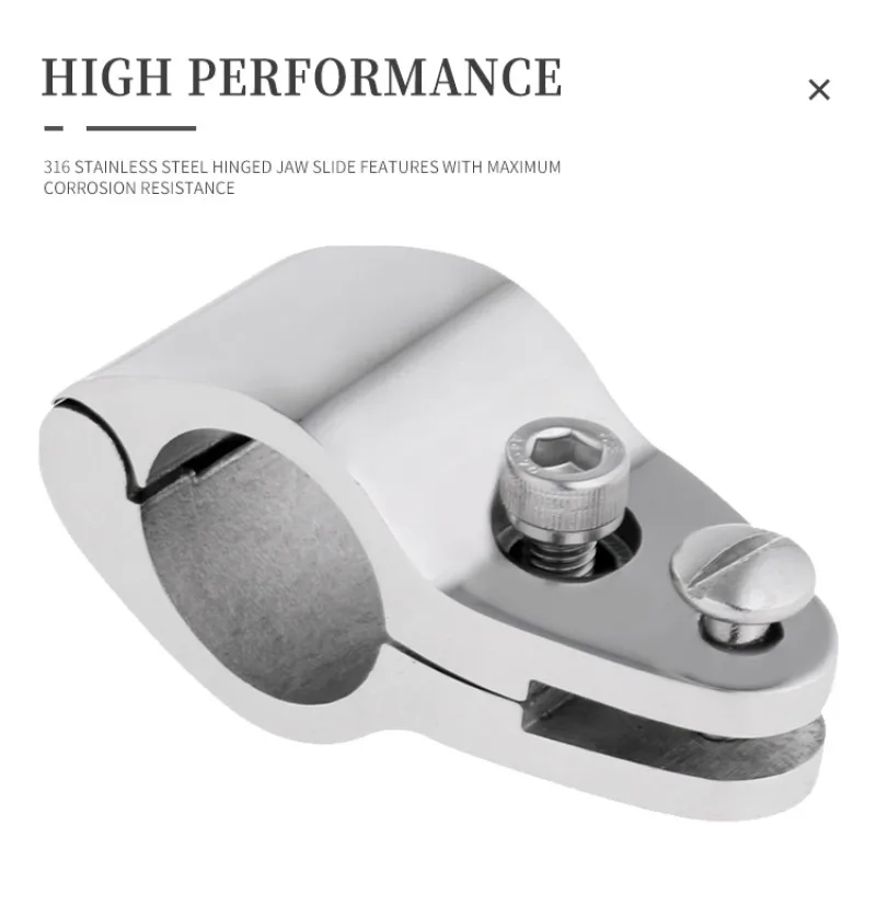 316 Stainless Steel Fitting Boat Bimini Top Hinged 22mm 25mm 30mm 32mm Jaw Slide Easy Install Marine Hardware