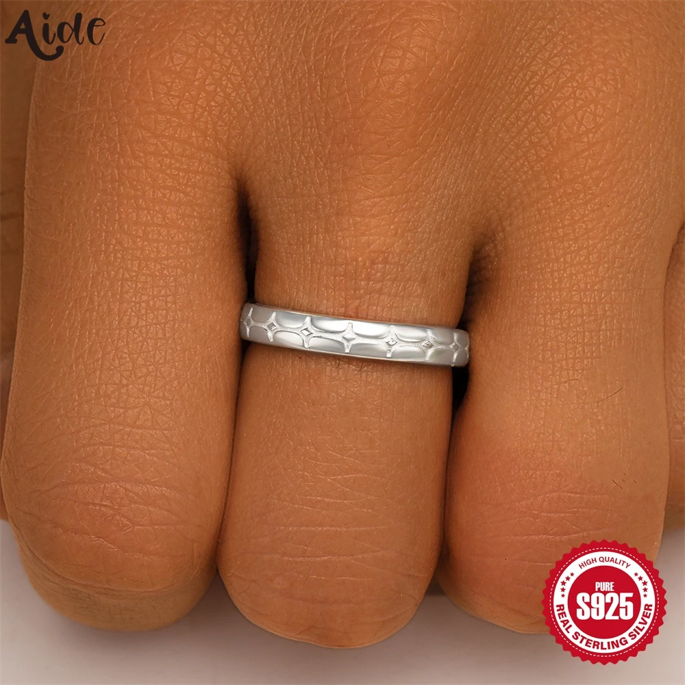 Aide 925 Sterling Silver Wide Rings for Women Fine Jewelry Large Adjustable Silver Color Open Rings Girls Light Luxury Anillos