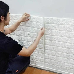 3D Soft Foam Brick Wallpaper Sticker Roll fai da te autoadesivo soggiorno casa cucina bagno carta da parati decorativa bianco blu