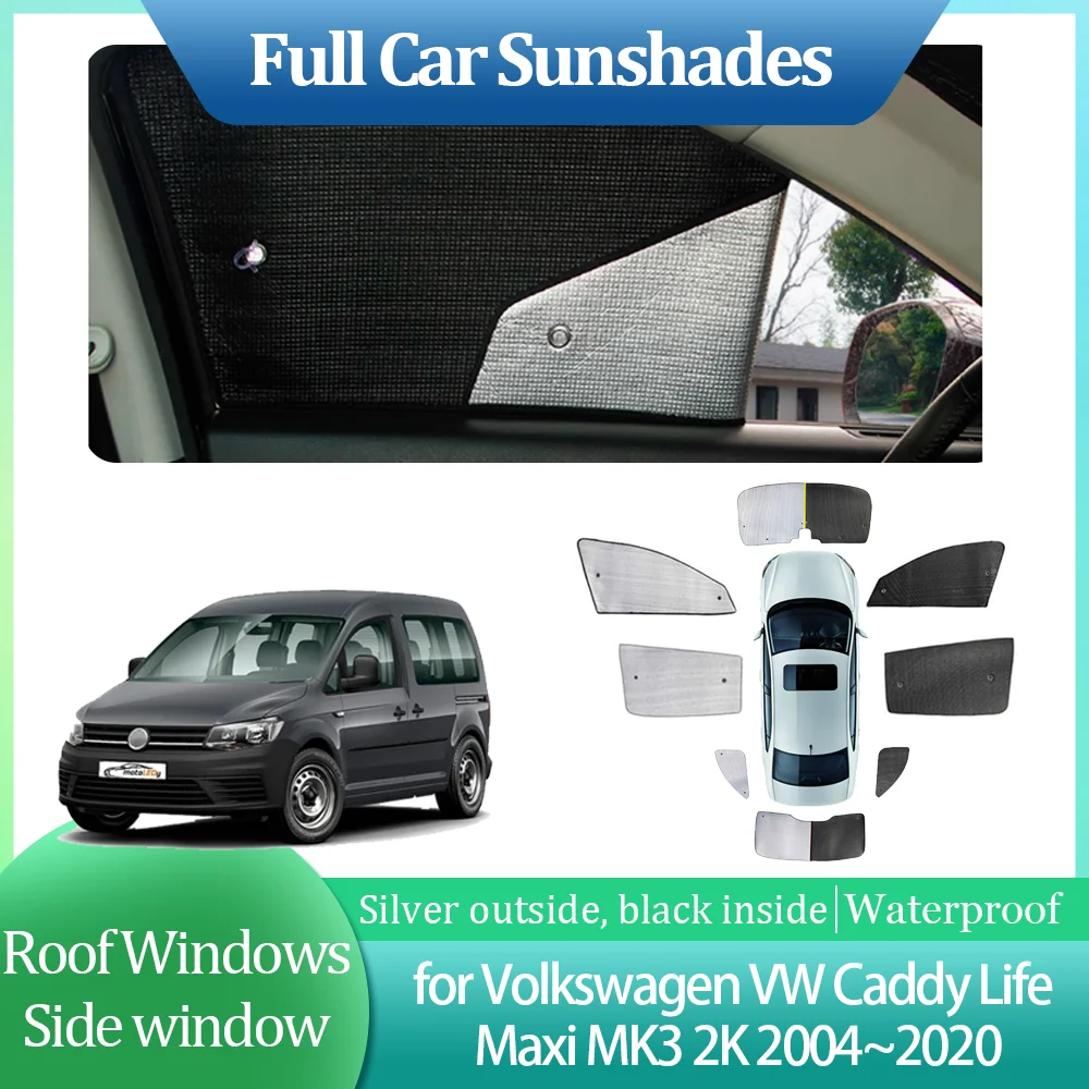 

Полные солнцезащитные козырьки для Volkswagen VW Caddy Life Maxi MK3 2K 2004 ~ 2020, солнцезащитный козырек на крыше, занавеска на лобовое стекло, аксессуары для люка на крыше