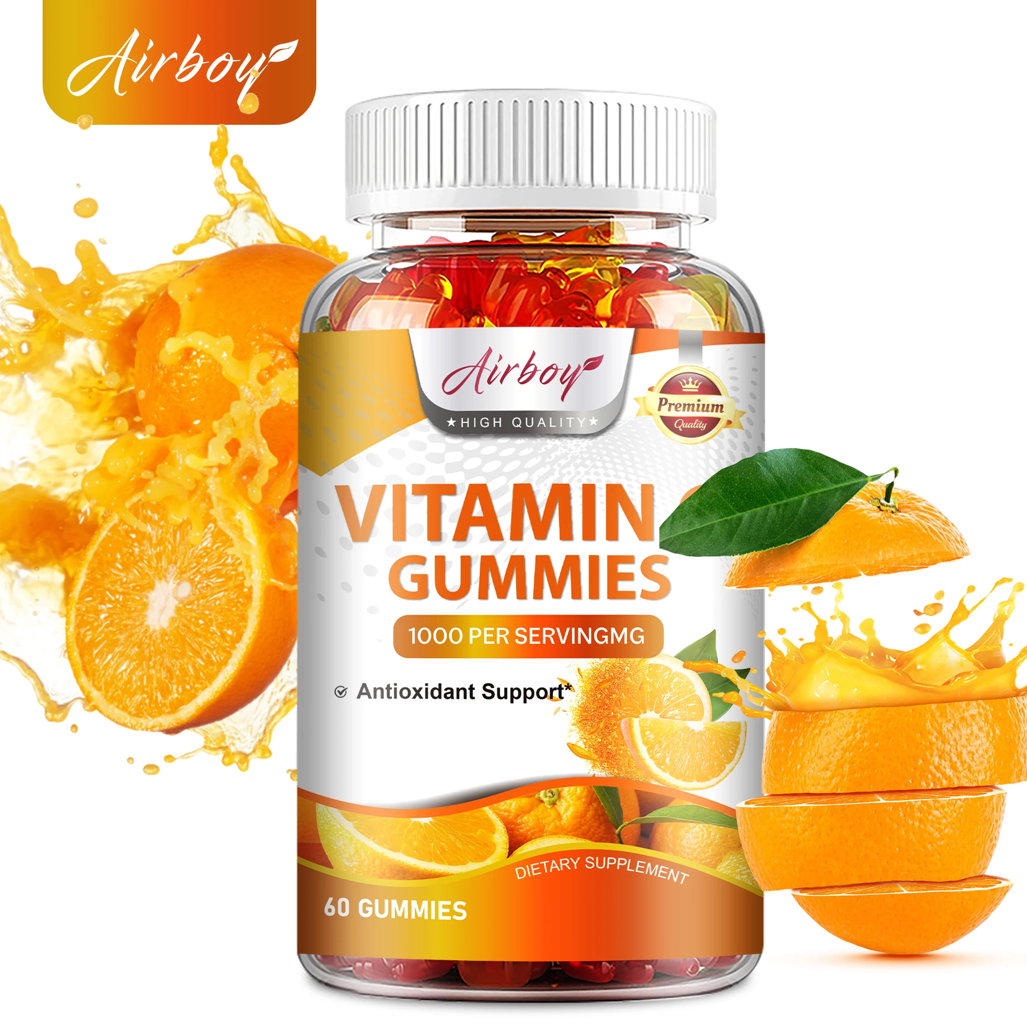 Vitamina C Gummies - Antioxidant, Joint, Immune, Skin, Cellular Respiration, and Cardiovascular Health - 60 Gummies