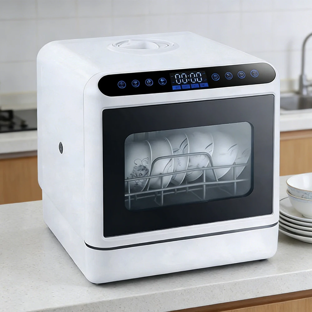 Tischgeschirrspüler mit LED-Touchscreen-Steuerung Tragbare Automatische Geschirrspülmaschine für Schüsseln, Teller, Gabeln, Obst