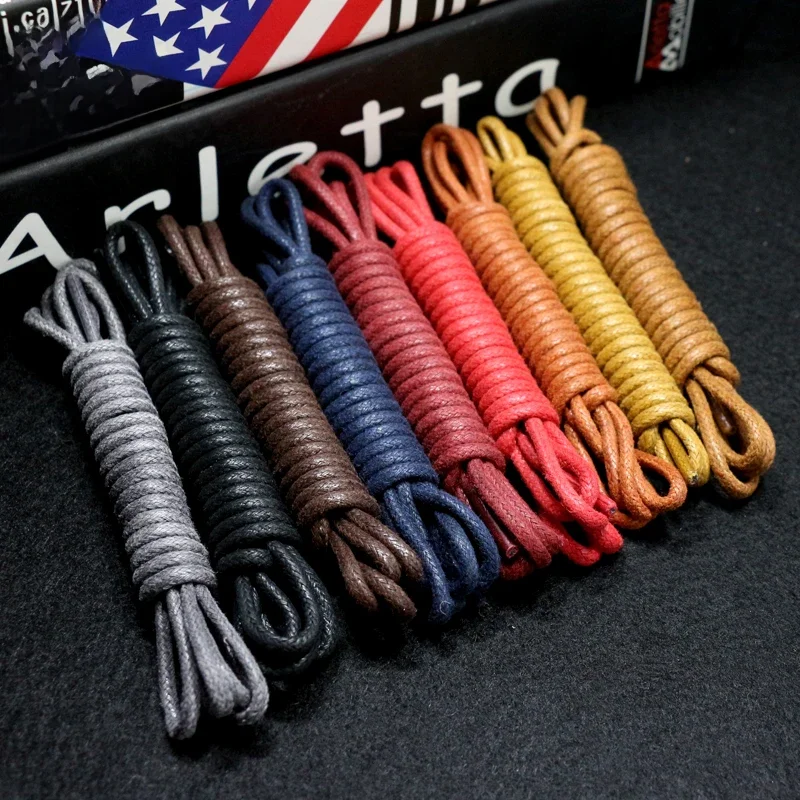 1 paire de lacets en coton ciré rond Oxford lacets de chaussures bottes lacets en cuir imperméable longueur 60/80/100/120/140/180cm