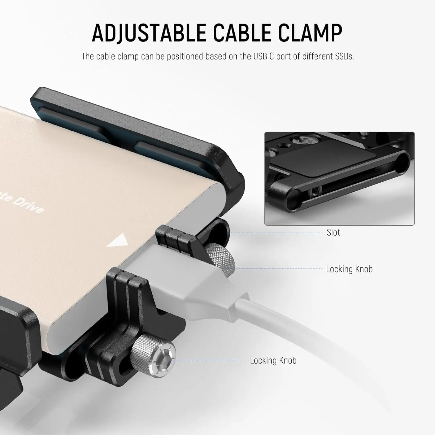 NEEWER Halterung SSD-Halterung mit Kaltschuh-Kabelklemme, 1,6"-2,6" für Samsung T5 T7 SSD SanDisk, kompatibel mit SmallRig – Detail 6