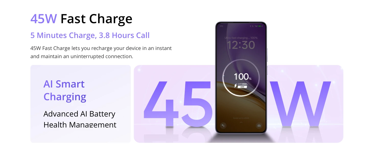 realme 14T 5G 8GB+256GB Smartphone, Dimensity 6300 processor, 6.67" and 120Hz AMOLED eSports display, 5260mAh battery, IP69 water resistance, (without adapter)