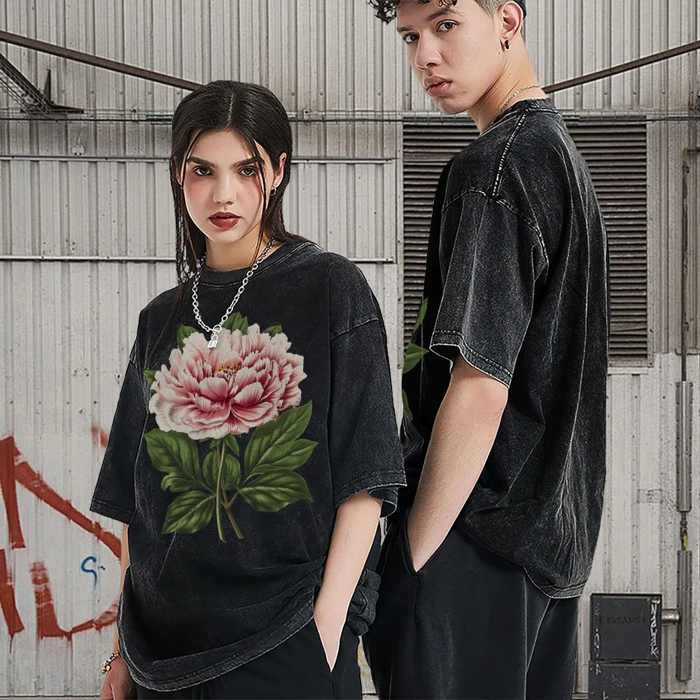 

Summer Fashion Floral Women's Round Neck T-Shirt Breathable Soft Short Sleeve Casual Tops Vintage Graphic Tees Y2k Casual Tops