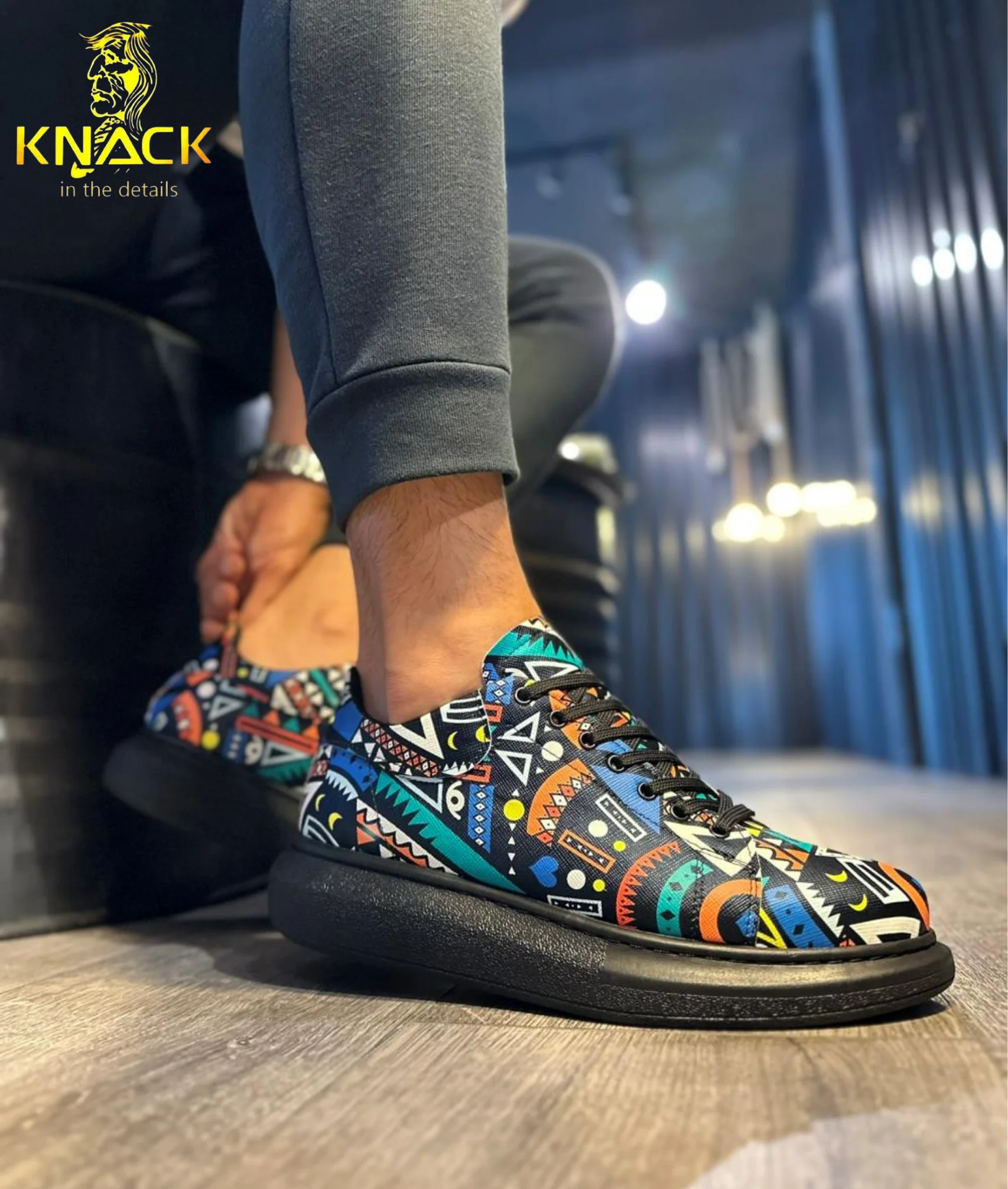 Knack 2025 New Fashion Men's Printed Sneakers Comfortable Walking Casual Use Breathable Men's Shoes Man Sport