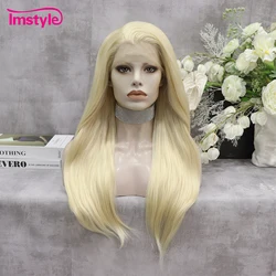 Imstyle-Perruque synthétique longue blonde pour femme, cheveux raides, fibre de degré de chaleur, cosplay 03/Wig, 613