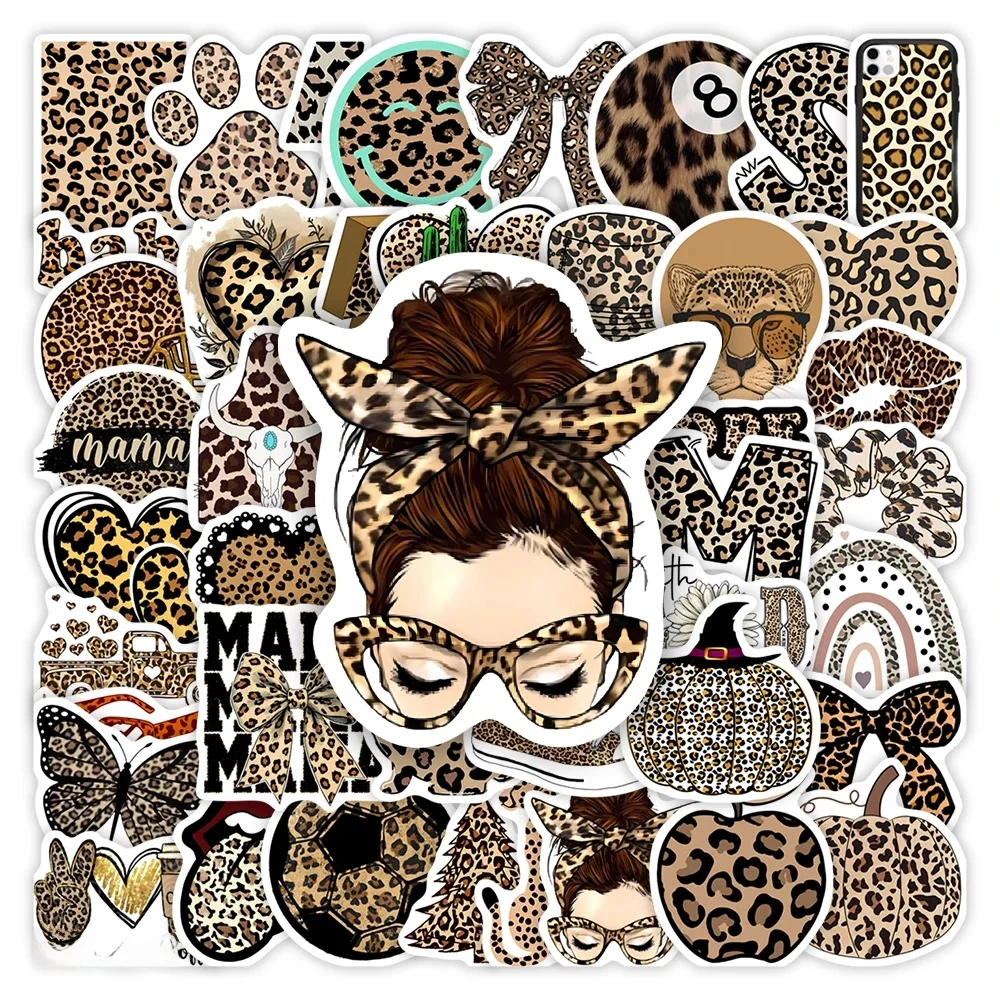 Autocollants thème léopard mignon, jouets à la mode, cadeau pour fille, Scrapbook, journaux indésirables, bouteilles de bagages pour ordinateur portable, décoratifs, étanches