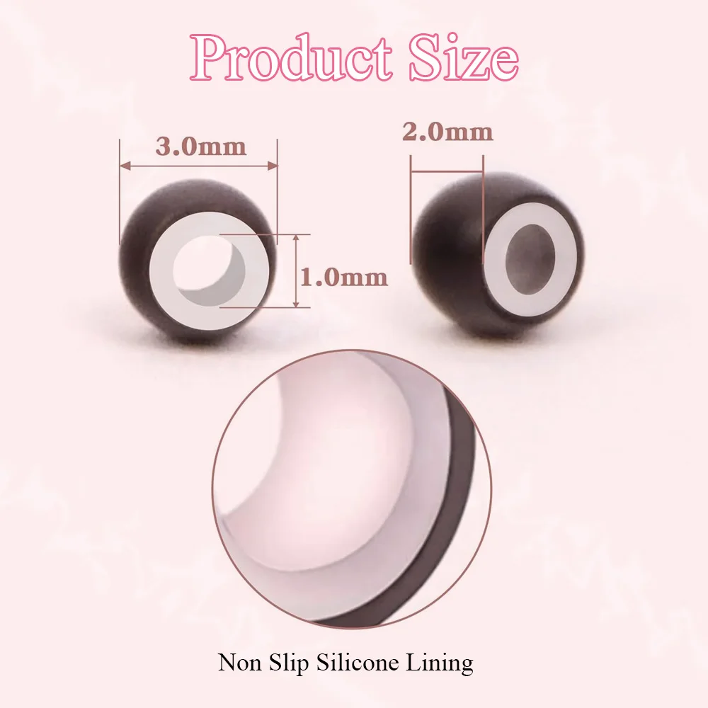 Perles doublées de silicone pour CharacterRing, extensions de cheveux humains, noir, marron, 5 documents en option, 1000 pièces par bouteille