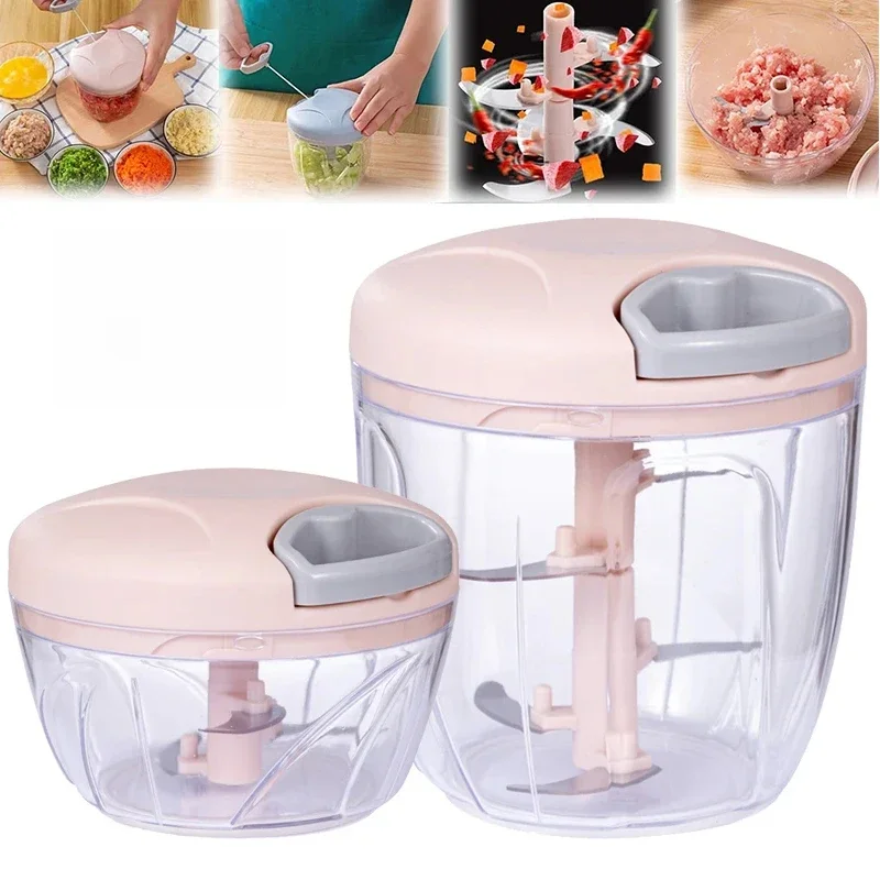 Ręczny rozdrabniacz do czosnku 500/900ML wyciskarka do czosnku żywność warzywa krajalnica maszynki do mielenia mięsa gadżety kuchenne ręczna maszynka do mielenia czosnku — zdjęcie 2