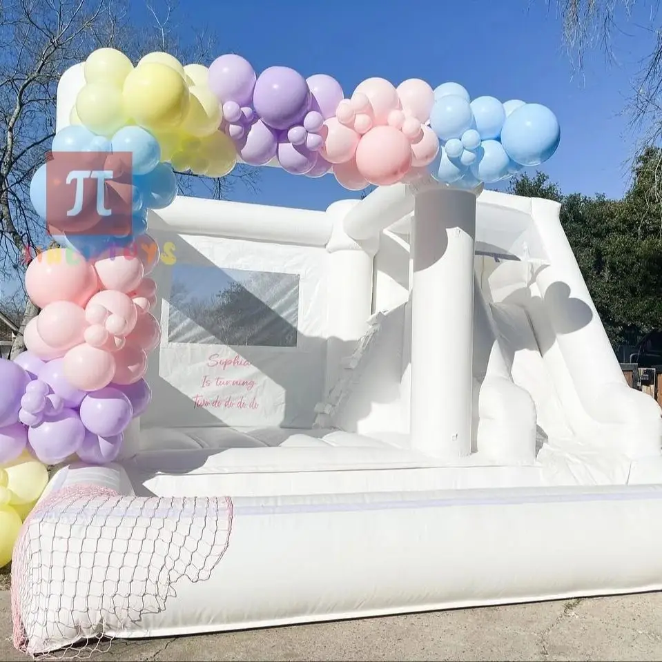 

PVC kids White Bounce House with Ball Pit and Slide Children's Jumping Castle Playhouse Wedding, Birthday, Party Decoration