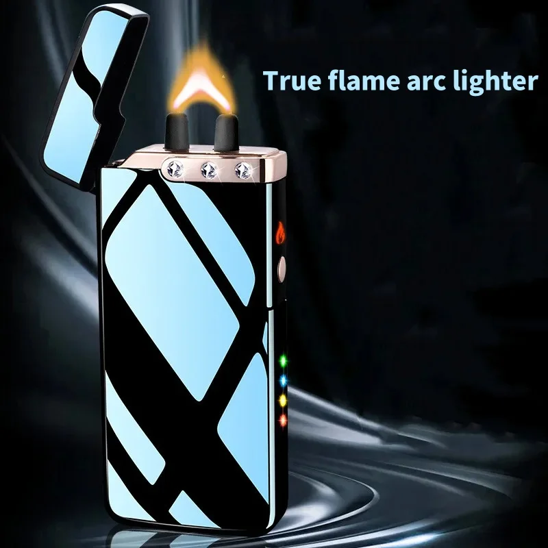 High Power Touch Sensitive Electric Pulse Flame USB Lighter, Outdoor Windproof Portable Metal Cigar Lighter, Men's Gift