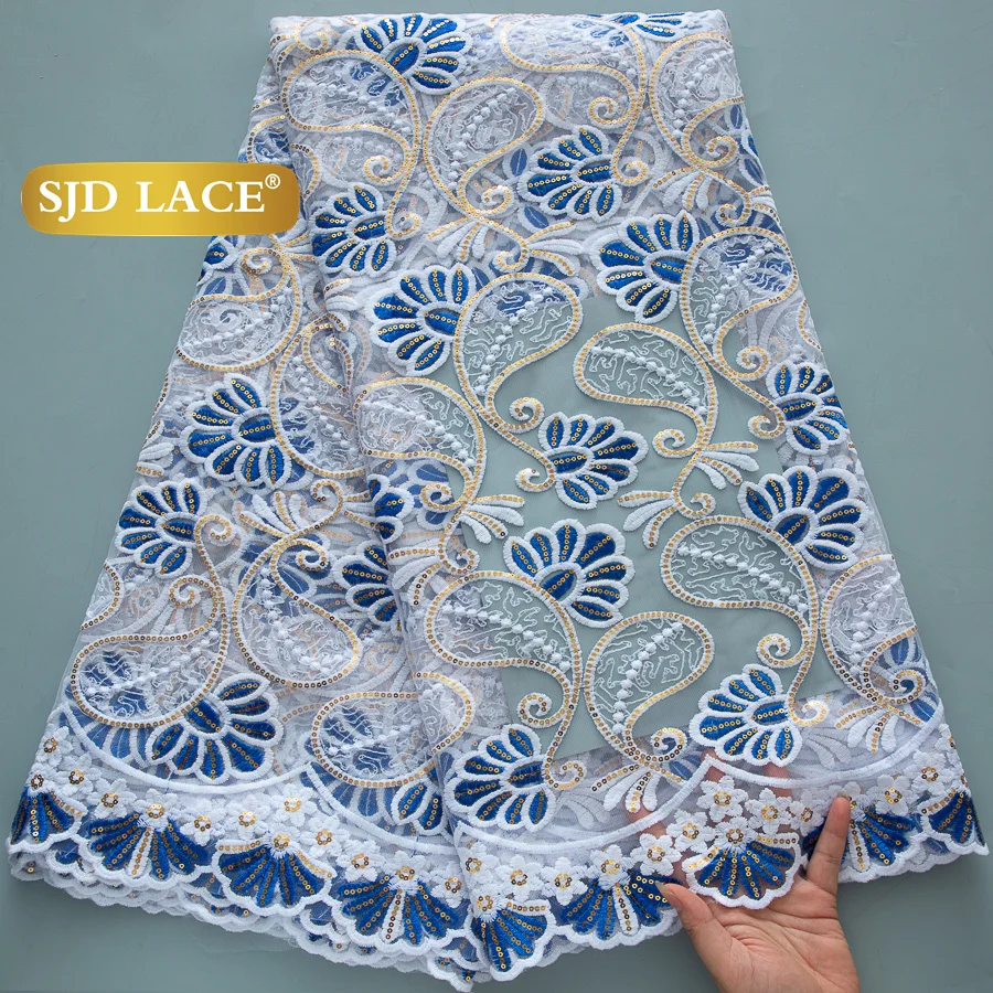

SJD LACE French Mesh Tulle Lace Fabric 2025 High Quality African Sequins Mesh Net Lace Fabric For Women Party DIY Dress Sew 4453