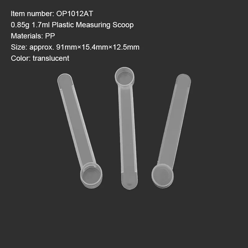 100pcs/lot 0.85g 1.7ML Plastic Measuring Scoop 0.85 gram Food Grade PP Spoon 0.75g 1.5ml Dosing Tools
