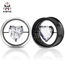 KUBOOZ 2PCS Stainless Steel Ear Tunnels Earrings Plugs Gauges Piercing Body Jewelry Expanders