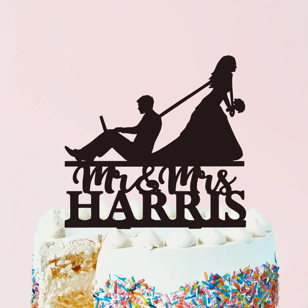 Personalized Computer Programmer Game Wedding Cake Topper Custom Mr Mrs Gamer Code Programmer IT Worker Bride Groom Cake Topper