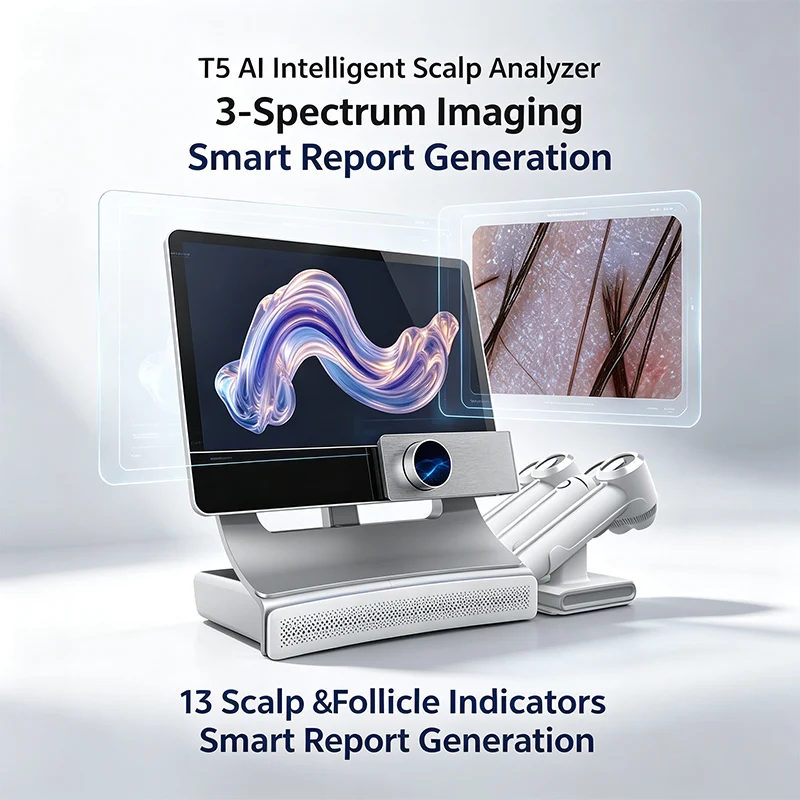 Scalp Testing Equipment T5 AI Analyzer Comprehensive Single Item Report Evaluate Sebum Secretion Scalp Barrier Hair Loss Risk