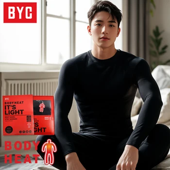 BYC 남성 빅사이즈 내복 초경량 보디히트 발열내의 히트텍 남자 상의 하의 속옷 세트