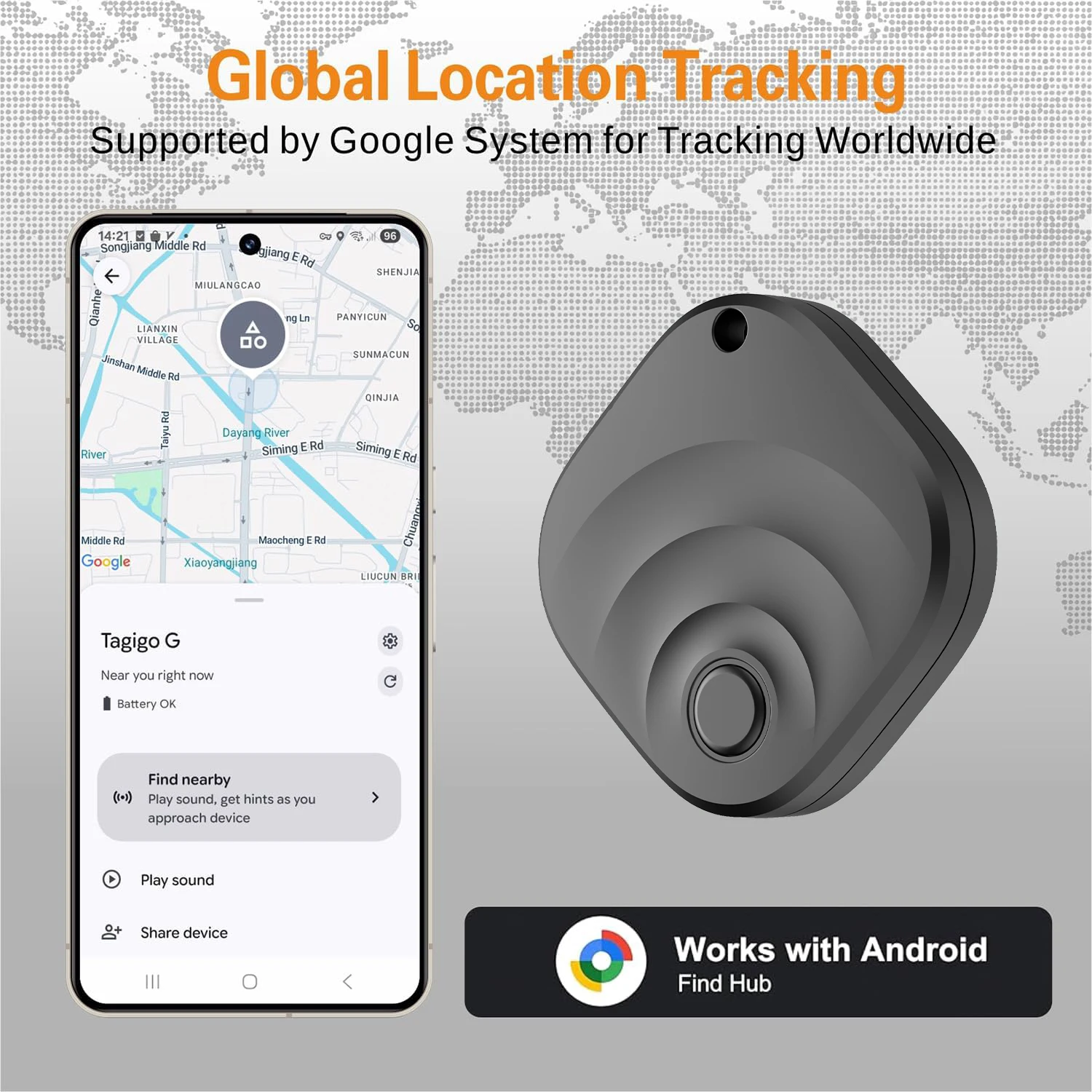 محدد موقع العناصر المحدث بنظام Android Air GPS Bluetooth لعام 2025 متوافق مع Google Find Hub لمفاتيح الأمتعة وحقيبة الظهر والسفر #1