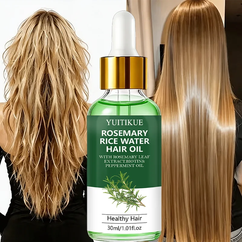 YUITIKUE 30ml Rosemary Rice Water Hair Oil - Biotin Peppermint Nourishing Scalp Hair Care