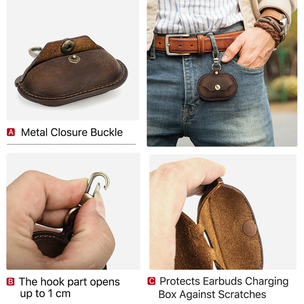 ของแท้หนังสําหรับ Sony Ambie Sound Earcuffs กันกระแทกสําหรับ Sony หูฟังหูฟังกล่องชาร์จ Retro กรณี