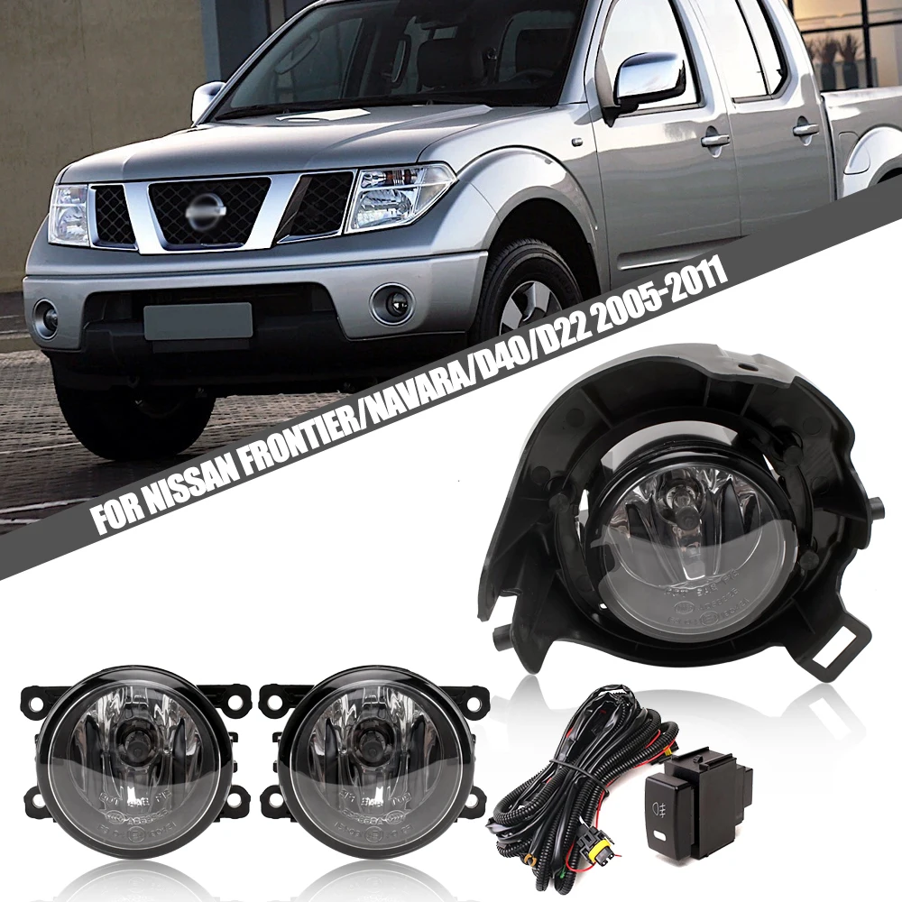 Front Bumper Fog Lamp Upgrade Kit FOR Nissan FRONTIER NAVARA D40 D22 2005-2011 Version Additional Foglight Set Switch + Wiring