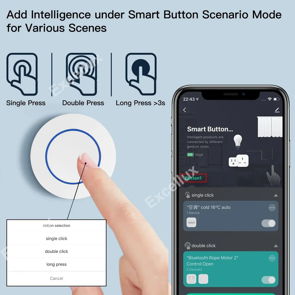 Tuya Zigbee Smart Scene Switch Wireless Smart Home Scene Switch Zigbee Smart Button Support Smart Life App Needs Zigbee Gateway