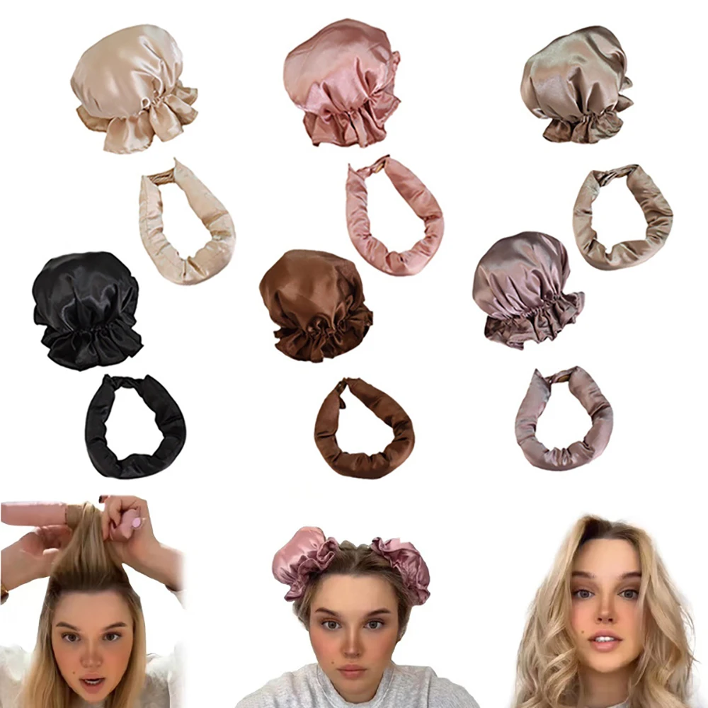 Heatless Curling Rod Silk Curls Hair Rollers Wave Form Curling Sleeping Headband Lazy Hair Curlers with Cap Hair Styling Tools image 4