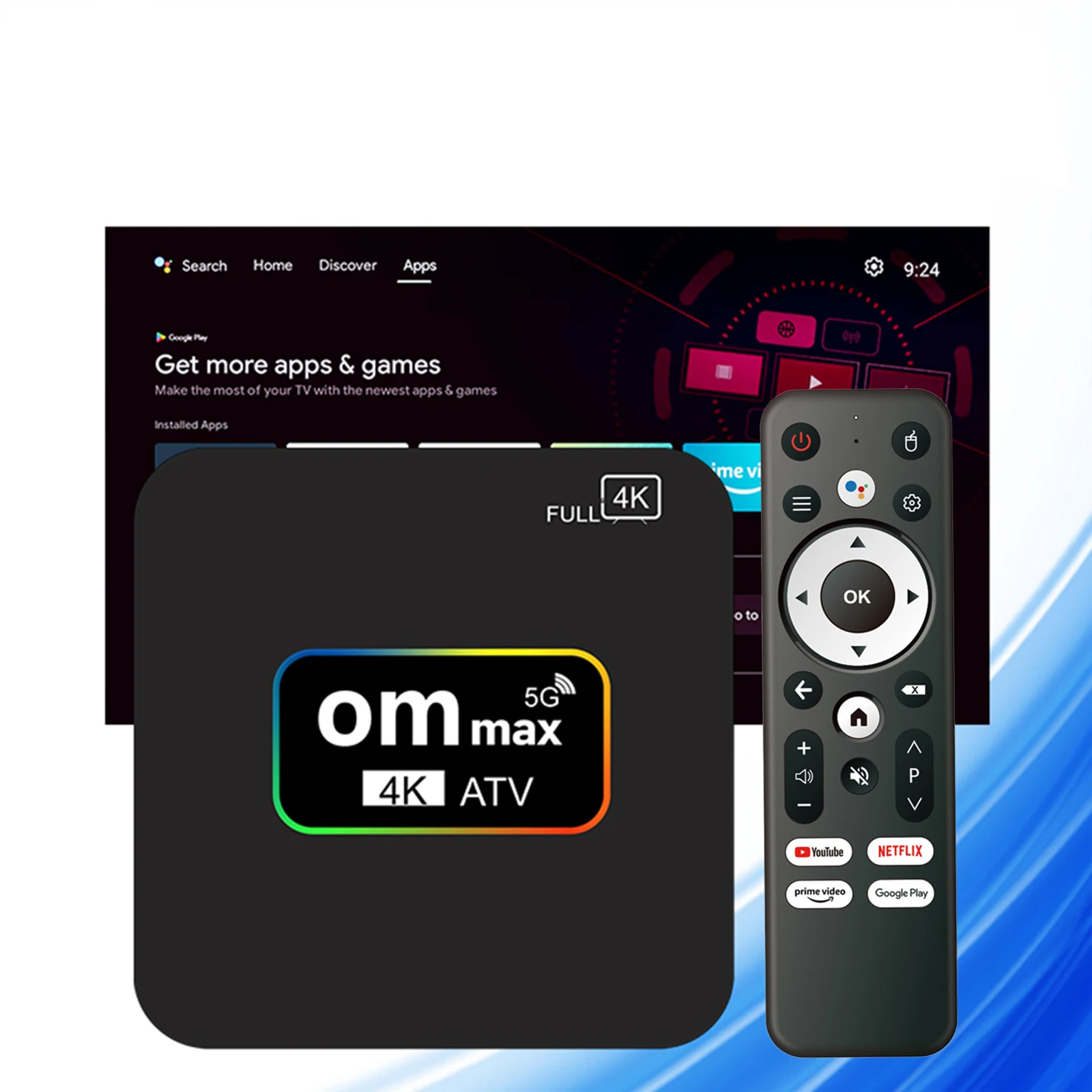 OM MAX 2025, горячая распродажа, Android TV Box S905L3, амlogic Chips, система iATV, 4k HD Bluetooth5.0, голосовой пульт дистанционного управления, двойной 2,4G/5G tvbox