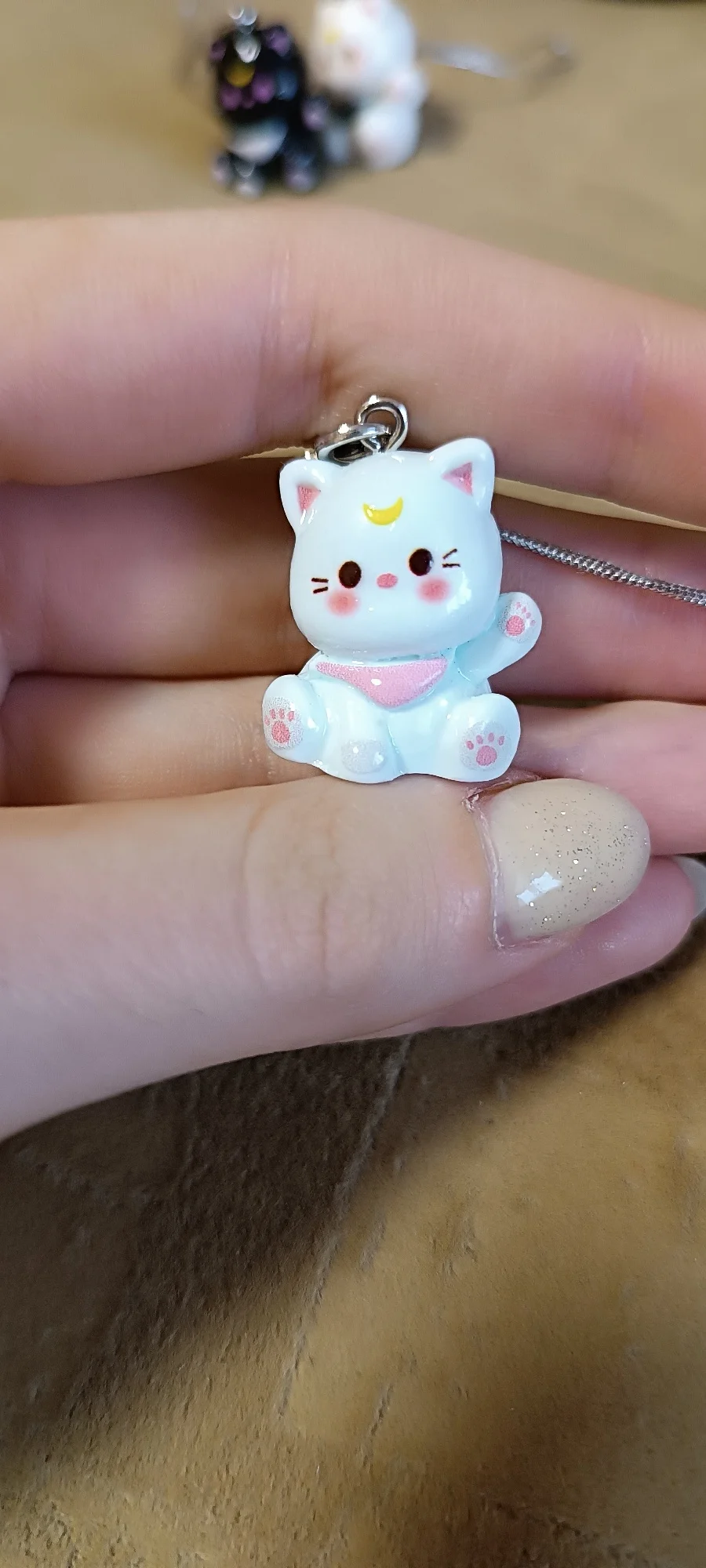 New Fashion Cartoon Small Cat Cute Keychain Phone Chain Resin Keyring Bag Pendant Couple Key Chains Gifts Women for Jewelry photo review