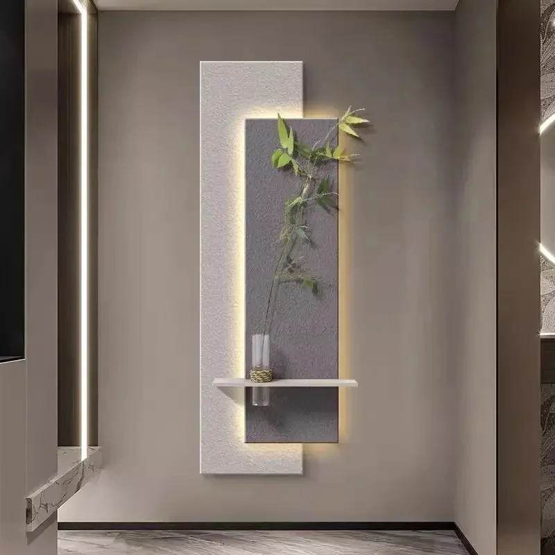 Lumière de luxe porche version verticale d'imitation grès mur LED lampe peinture art entrée couloir applique murale lampe