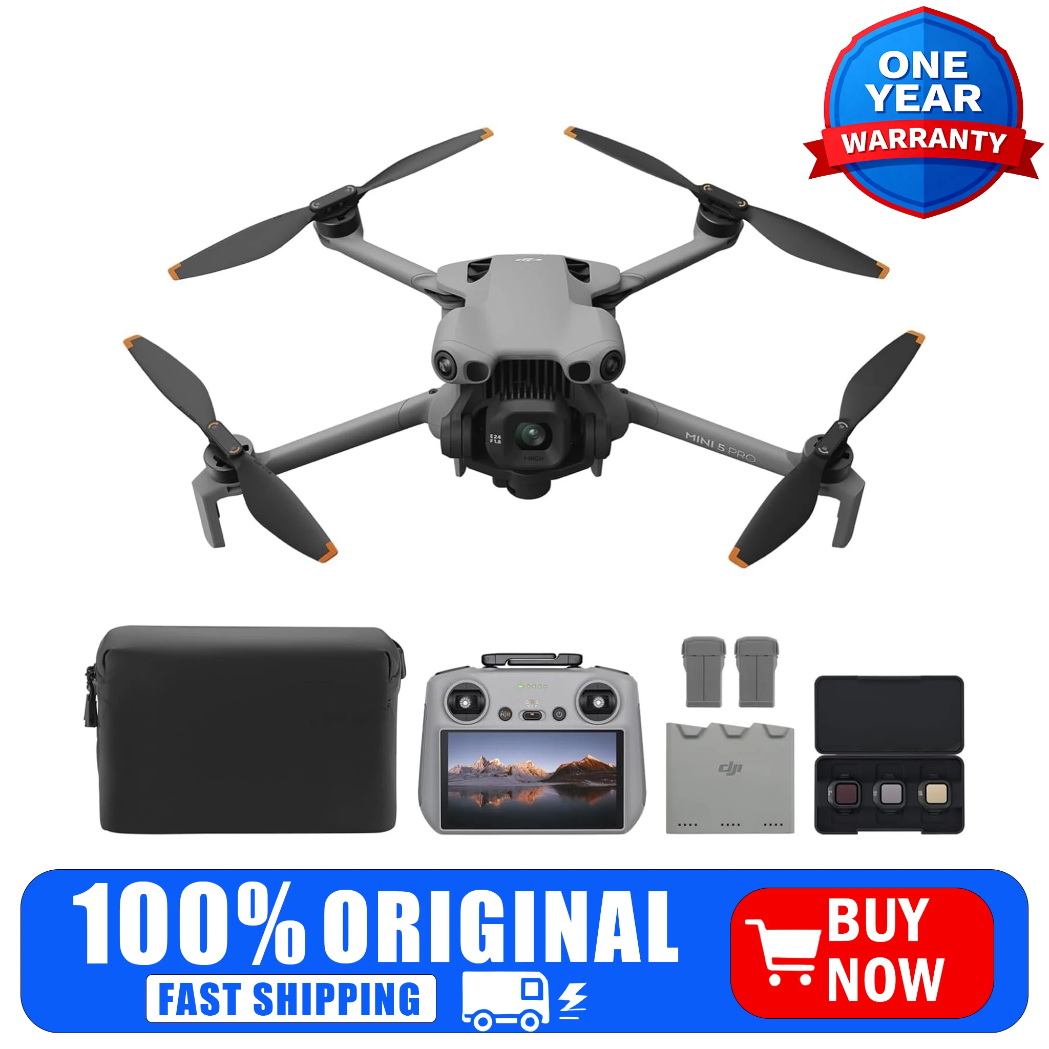 

DJI Mini 5 Pro Fly More Combo с DJI RC 2 – 4K дрон, 1-дюймовая CMOS-матрица, 3 аккумулятора, всенаправленное обнаружение препятствий