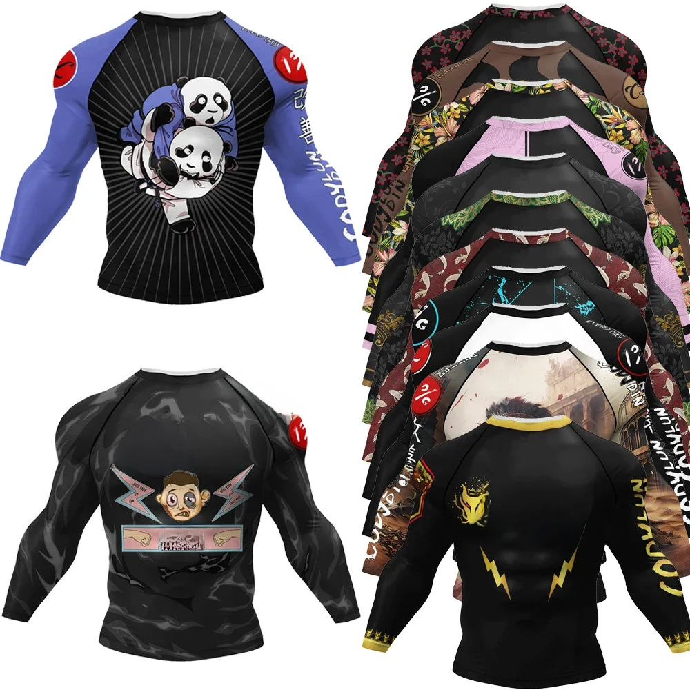 Cody Lundin Tattoo męska koszulka kompresyjna na siłownię męska sublimacja z długim rękawem Rashguard BJJ jiu jitsu koszulka bokserska niestandardowe — zdjęcie 2