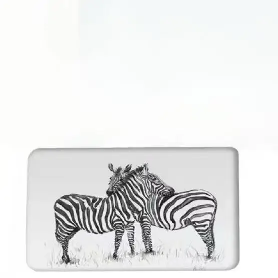 Hand-Drawn Zebra Bath Mat: Black & White Sketch of Two Zebras Embracing Non-Slip Rug for Safari-Themed Bathroom