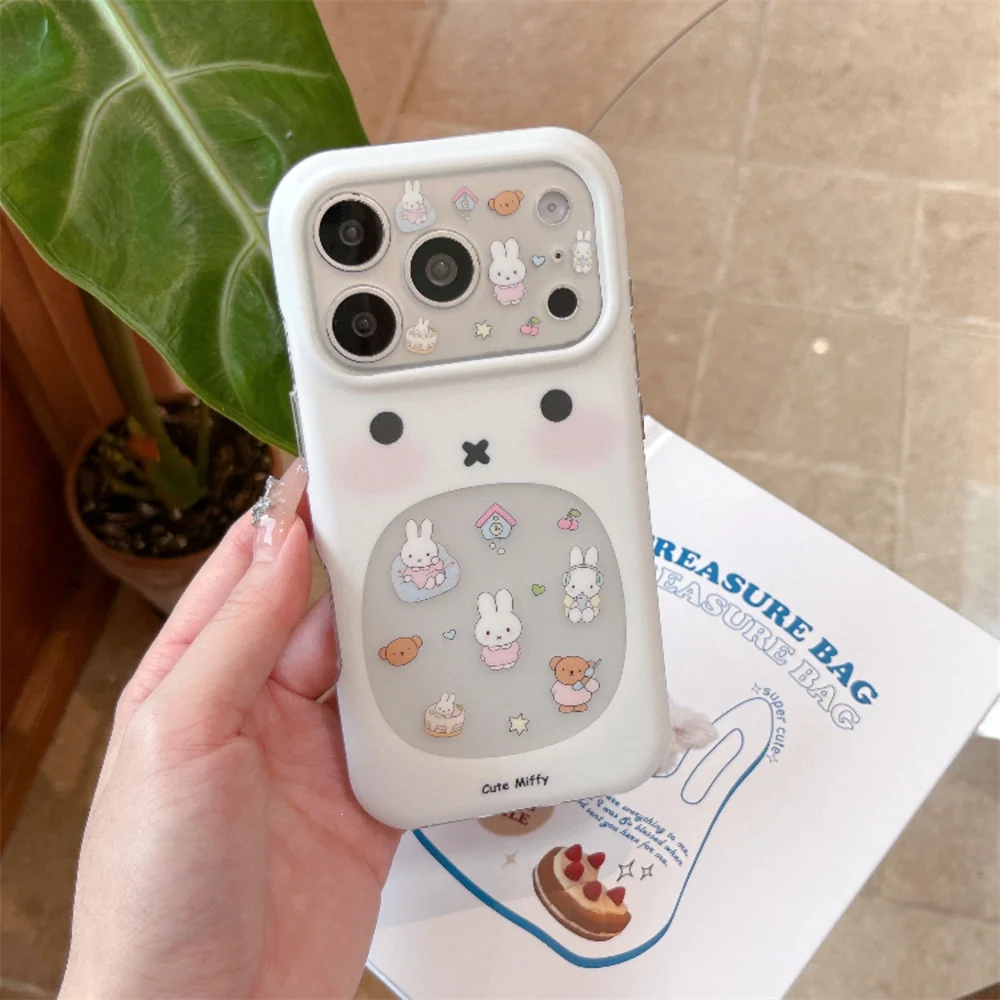 Koreańskie, urocze etui na telefon z motywem Miffy i króliczka, pasujące do iPhone 18 Pro, 17, 15, 16, 17 Pro, 18 Max. Wytrzymałe, odporne na wstrząsy etui z motywem z kreskówki. — zdjęcie produktu 4