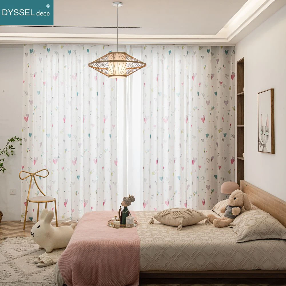 Cute Children Room Kids Curtain Sweet Lovely Printting Europe Style Voile Tulle Sheer Windows Drape For Kidroom