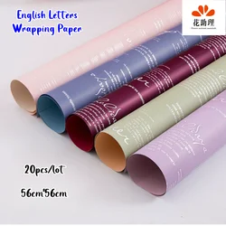 20pcs/lot English Letter Flowers Wrapping Paper Waterproof Two-color Double-sided Bouquet Floral Wrapping Paper Florist  Bouquet