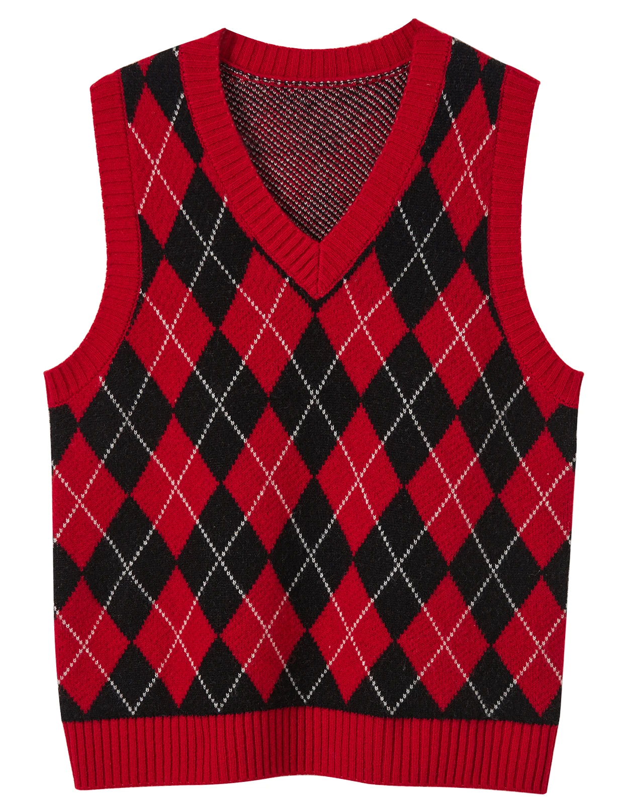 LONGMING Women's 100% Merino Wool Sweater Vest Plaid V-Neck 2023 Fall Winter Basic Sleeveless Knit Pullovers Vest Women Clothing