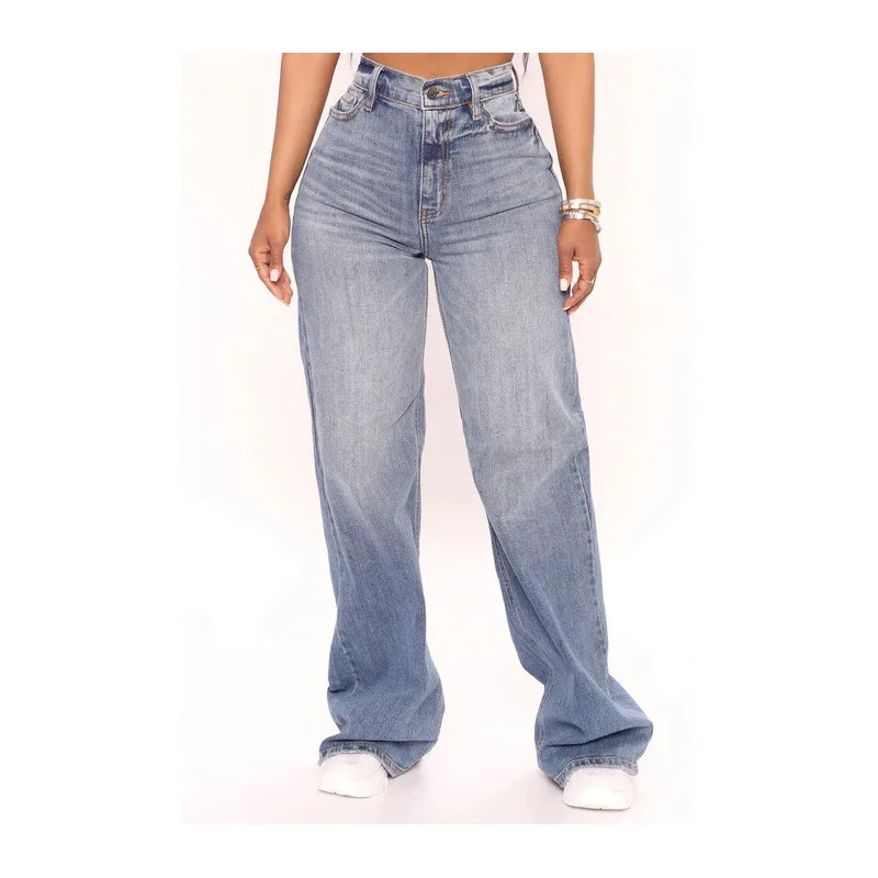 2022 neue Y2K Hohe Taille Baggy-Jeans Für Frauen Mode Lose Denim Breite Bein Hosen Casual Weibliche Kleidung XS-XL Drop verschiffen