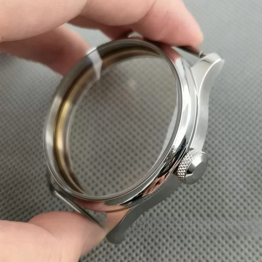 Obudowa zegarka Goutent 44mm ze srebrnej stali pasująca do mechanizmów ETA 6497/6498 ST3600/3620, części do zegarków — zdjęcie 2