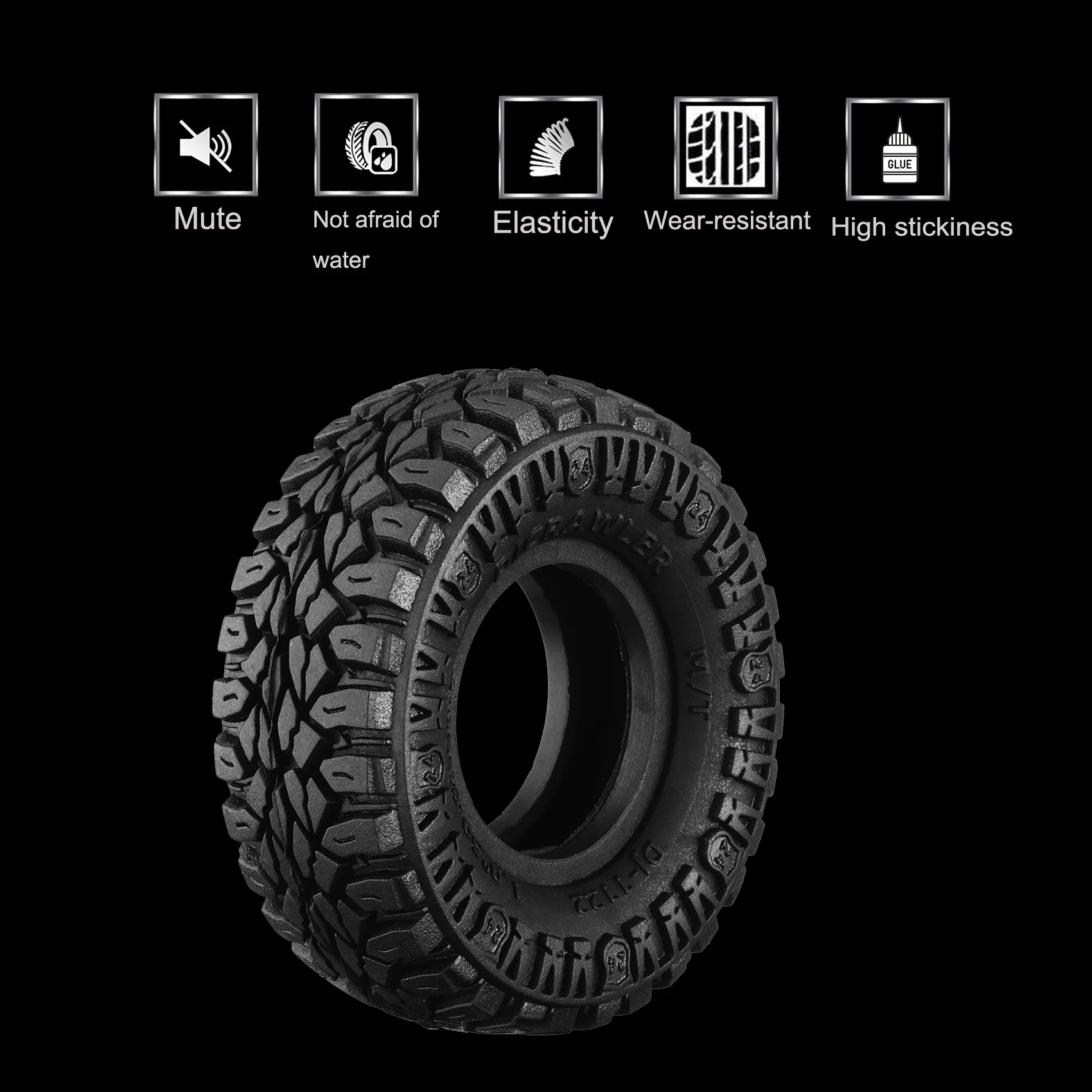 DJ 4pcs Micro Crawler 1.0 Inch  Tires Soft Mud Terrain Tires Upgrade for Axial SCX24 Bronco Gladiator Deadbolt FCX24 Enduro24