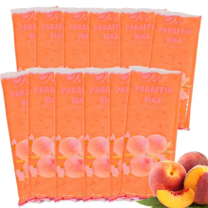 12 قطعة من شمع البارافين الخوخي 1 رطل لإعادة تعبئة سبا اليدين والقدمين، علاج شمع مرطب للبشرة الجافة والمتشققة والصالون والاستخدام المنزلي #1