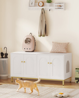 Cat Cabinet for 2 Cats,119 cm Hidden Cat Litter Box Furniture, Wooden Pet House,Suitable for Most Cat Litter Box Chees