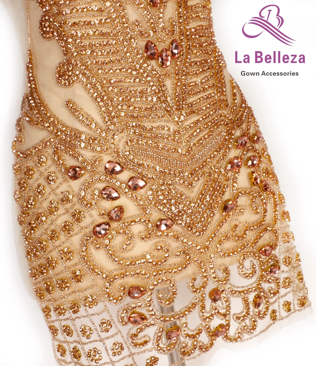 La Belleza New hot on sale  handmade luxury bodice crystal Rhinestone applique for  wedding prom dress  accessorie 75X42CM